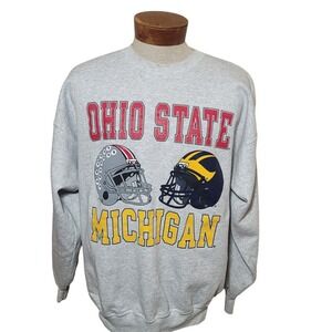 Vtg. Champion Ohio State Michigan Crewneck Sweatshirt XL Gray Graphic Print B30
